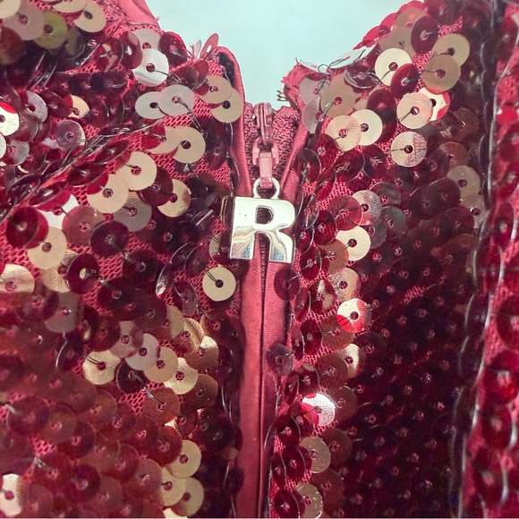 *NEW Rotate Sequin Jumpsuit Dark Red Size 8 - Picture 8 of 14